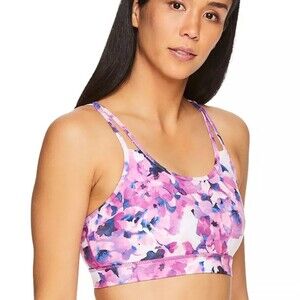 Gaiam Pink and Purple Watercolor Print Shine Sports Bra XS